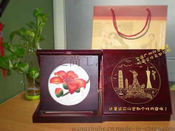 广绣/粤绣广州特色纪念商务礼品红棉折盒广绣外事礼品可做LOGO