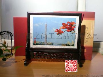 正品广绣粤绣广州塔红棉28*38 单面插架绣品工艺品实体展厅纯手工刺绣